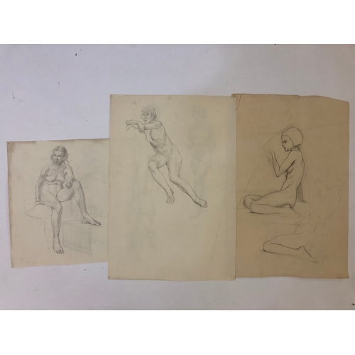 149 - Attributed to Ann La Bas (1923-2020) - A portfolio containing a quantity of life drawing studies, ar... 