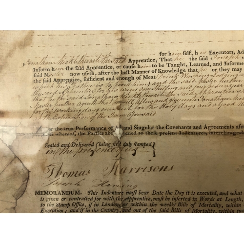 156 - An indenture dated 22nd October 1791, signed by Thomas Harrison, regarding the parish of Wakefield, ... 