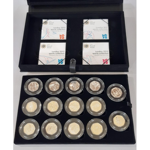 1849 - Royal Mint London 2012 coin collection comprising 14 silver 50 pence pieces in bespoke case