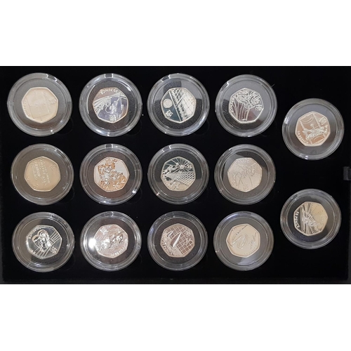 1849 - Royal Mint London 2012 coin collection comprising 14 silver 50 pence pieces in bespoke case