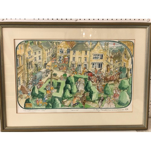 101 - Two framed prints, to include: French 19th century scene of ladies and gentlemen exiting a carriage ... 