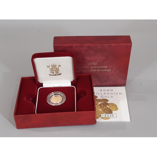 1838 - Gold proof half sovereign 2000 in bespoke case