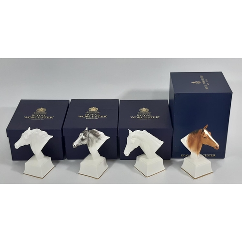 1129 - Four Royal Worcester studies of horses: Eous, Lampon x2 and Aethon. Height 12-13cm, with boxes (4)