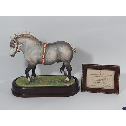 1148 - Limited Edition Royal Worcester Percheron Stallion 343/500 modelled by Doris Lindner 1965 with certi... 