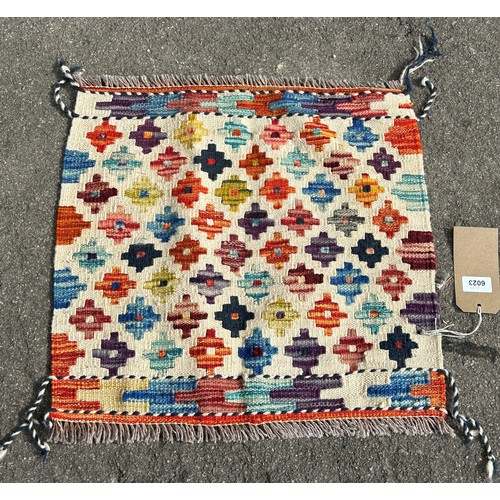 2739 - A Chobi Kilim with two diamonds flanked by stepped medallion, 124 x 82cm approx together with A Chob... 