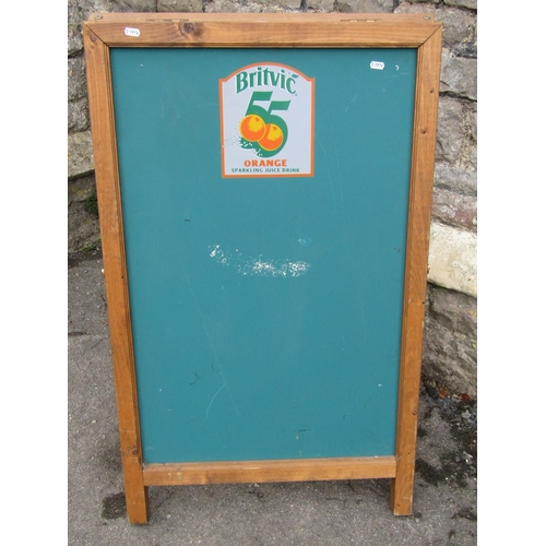 2108 - A simple folding notice board with moulded pine frame 64 mcm wide x 106 cm high