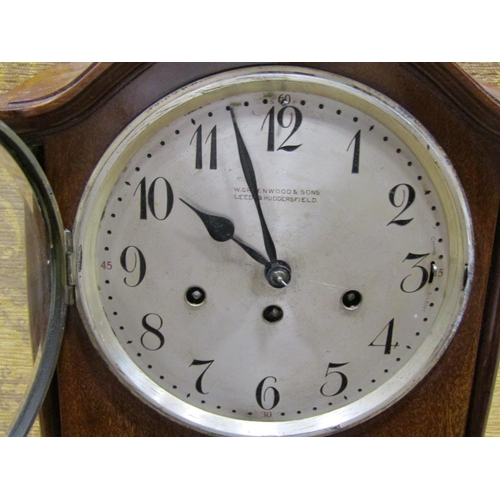 2210 - An Edwardian mahogany grandmother clock enclosing three train movement with chime/silent selector, W... 