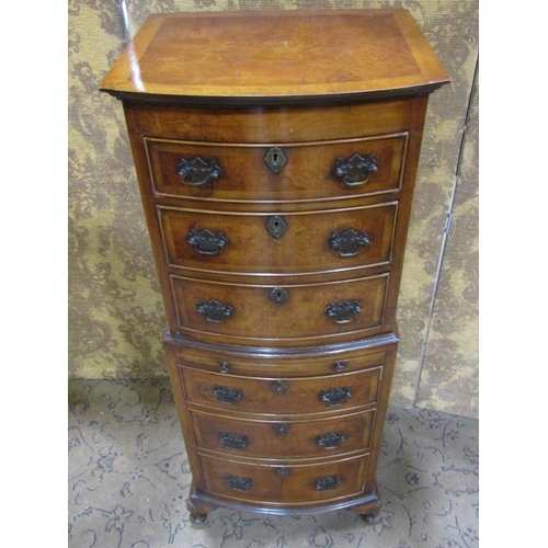 2378 - A good quality miniature walnut and figured walnut chest on chest enclosing six graduated drawers an... 