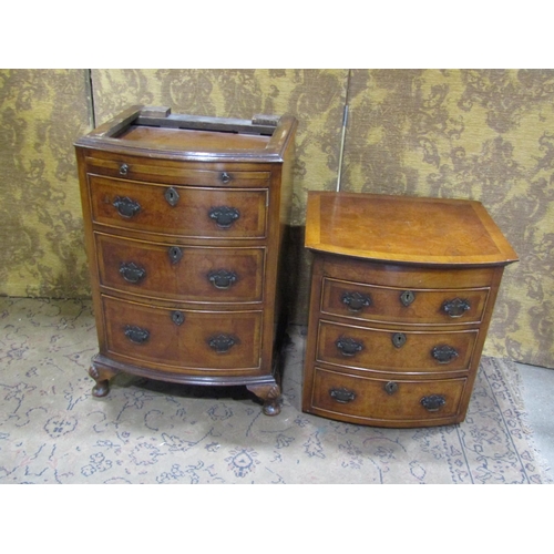 2378 - A good quality miniature walnut and figured walnut chest on chest enclosing six graduated drawers an... 