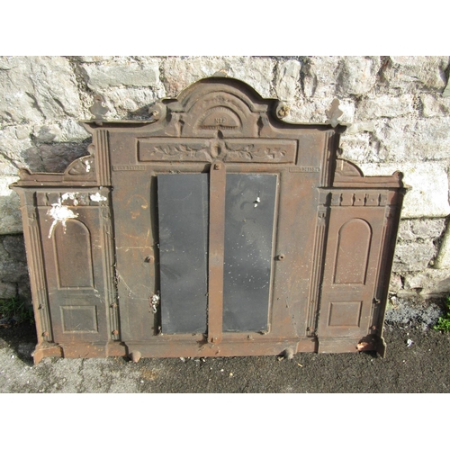 2410A - A 19th century cast iron overmantle enclosing a rectangular mirror plate 103cm w x 82cm high