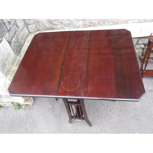 2204A - A Edwardian mahogany Sutherland type drop leaf tea table, a Queen Anne style toilet mirror, a late V... 