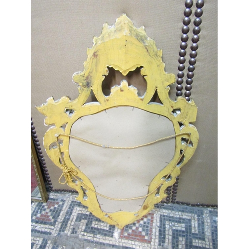 2412 - A rococo style gilded wall mirror with C scroll, floral and other detail, 80cm x 50cm