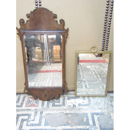 2414 - A Victorian carved rosewood framed over-mantle mirror, 71 cm high x 138 cm wide together with a Geor... 