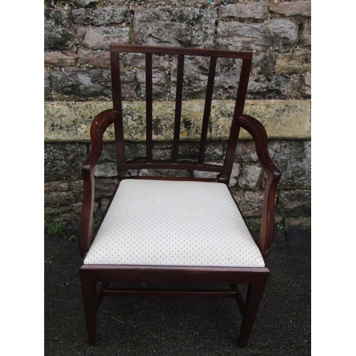 2249 - A Victorian mahogany drawing room chair with scrolled outline on turned supports and a Georgian maho... 