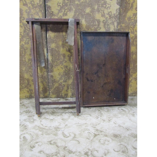 2355 - A 19th century mahogany butlers tray and folding stand (af)