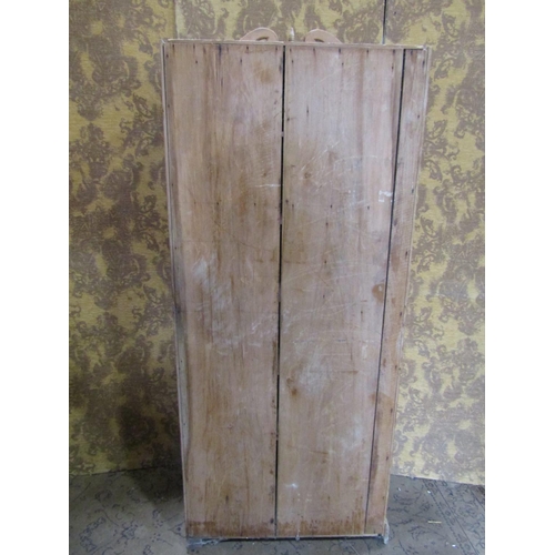 2218 - 19th century stripped pine side cupboard with astragal glazed panelled door enclosing a series of fi... 