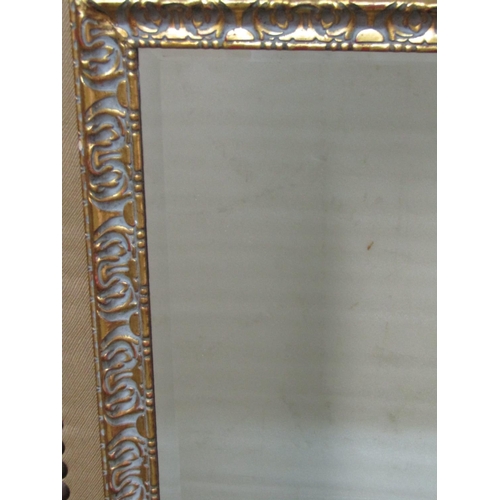 2427A - A rectangular wall mirror with bevelled edge plate and gilt moulded frame 120cm x 45cm