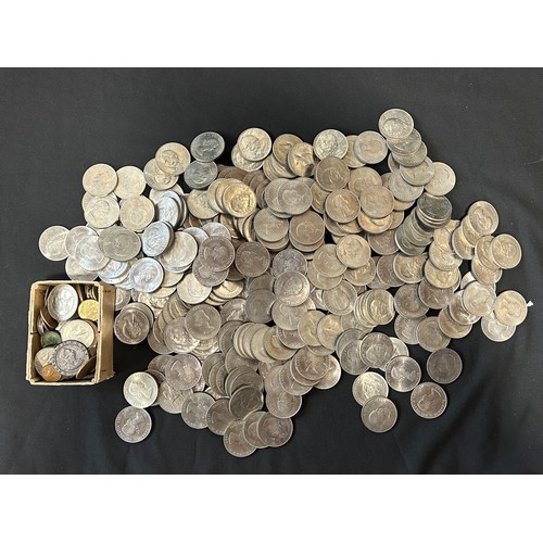 1848 - Approx 270 1965 Churchill Crown coins together with a small box of mixed coinage