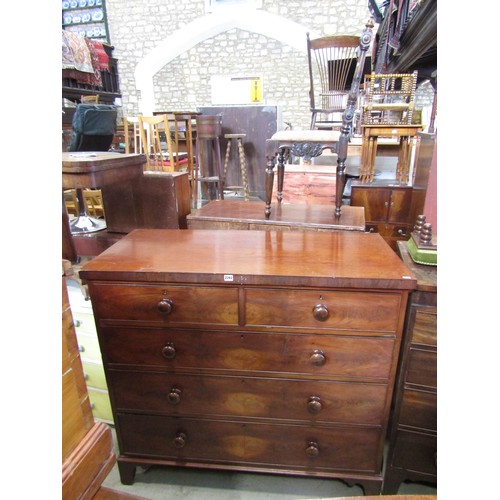 2282 - A 19th century mahogany bedroom chest of three long and two short drawers