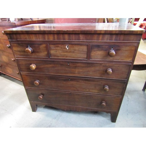 2285 - Late 19th century mahogany chest of three long and three short drawers on bracket supports, 117cm ac... 