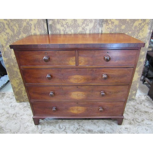 2282 - A 19th century mahogany bedroom chest of three long and two short drawers