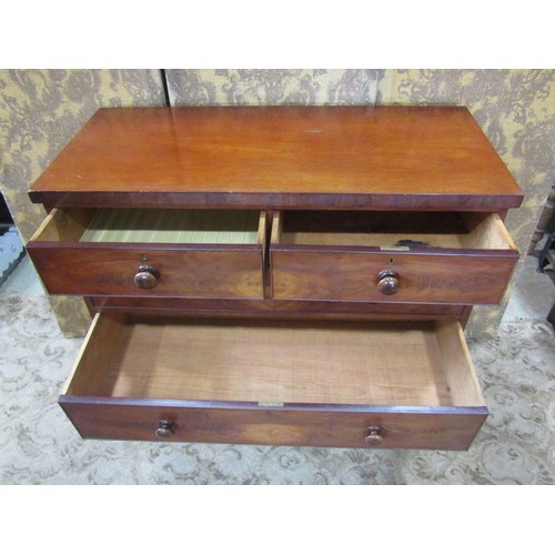 2282 - A 19th century mahogany bedroom chest of three long and two short drawers