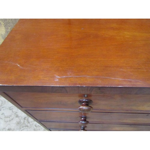 2282 - A 19th century mahogany bedroom chest of three long and two short drawers