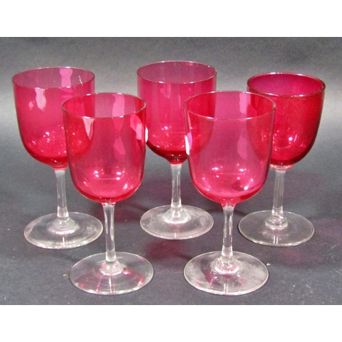 1143 - A selection of good quality glass ware including five decanters, two rummers, five cranberry wine gl... 