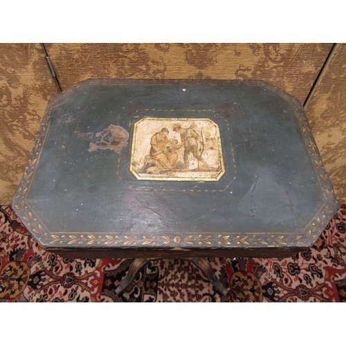 2657 - A Regency occasional table with original painted detail and applied gilded panels on two tiers with ... 