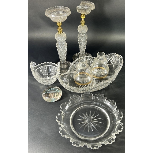 1130 - A large mixed quantity of clear-cut glassware to include six Baccarat champagne glasses, two silver ... 