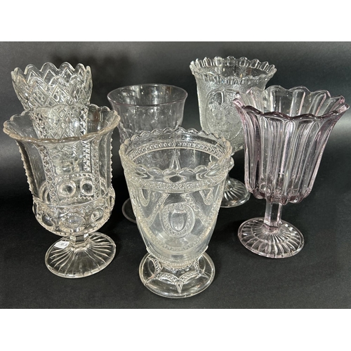 1137 - Eight Victorian and Edwardian cut glass celery vases, of varying shapes and sizes.