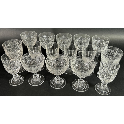 1141 - A mixed selection of clear cut glass, including four boxed Galway Irish Crystal wine glasses, brandy... 