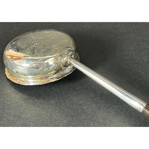 1171 - A silver metal toddy ladle with twisted cow horn handle, 42 cm long