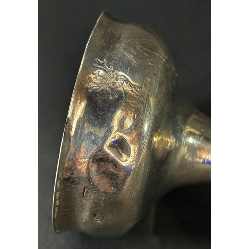 1173 - An early 18th century Britannia stamped George I silver wine funnel, hallmarks rubbed and dented, 2 ... 