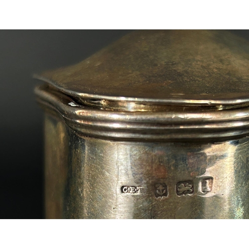 1174 - An early 20th century silver tea caddy, Birmingham 1910, maker Charles Edwin Turner, 8 cm high, 5 oz... 