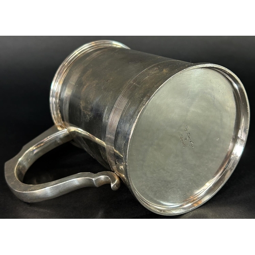 1177 - A silver pint tankard with monogram dated the 14th June 1913, Birmingham 1912, maker A & J Zimmerman... 