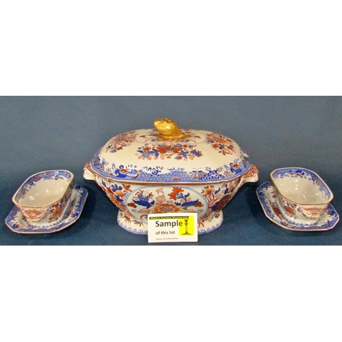1001 - A Copeland Imari pattern hand-coloured and transfer-printed part dinner service to include twelve di... 