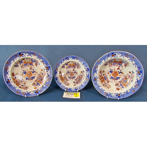 1001 - A Copeland Imari pattern hand-coloured and transfer-printed part dinner service to include twelve di... 