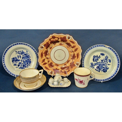 1028 - An interesting mixed collection of 18th century and later porcelain and ceramics to include two 18th... 