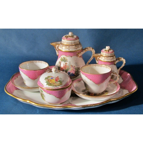 1068 - An eight piece Meissen porcelain tea/coffee set comprising lidded pot, milk jug, sugar basin, two cu... 