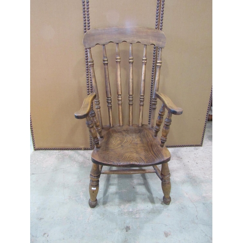 2199 - A 19th century Windsor lath back elbow chair together with a Victorian spindle back chair with cane ... 