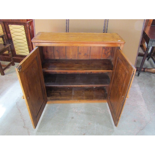 2209 - A late 19th / early 20th century pine dresser of diminutive proportions, with twin-panelled doors, a... 