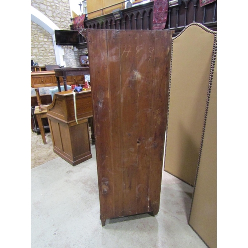 2215 - A late 19th century continental cherry wood bow fronted corner cupboard, 80cm high.