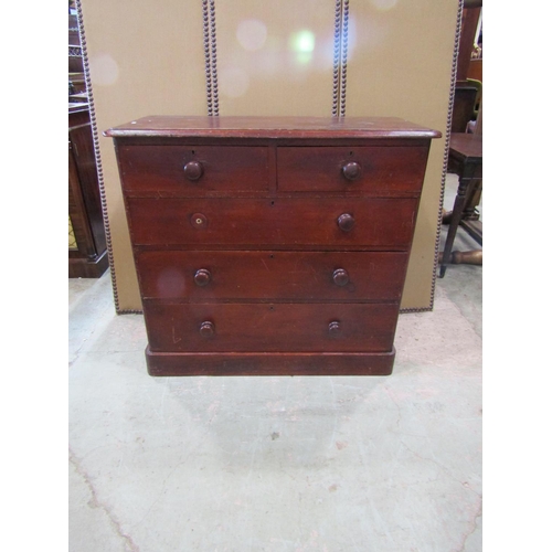 2224 - A 19th century mahogany chest of two short and three long drawers, 98cm high, 103 x 47cm.