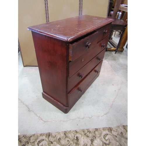 2224 - A 19th century mahogany chest of two short and three long drawers, 98cm high, 103 x 47cm.