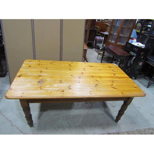 2234 - A pale pine farmhouse kitchen table, 73cm high, 184 x 102cm