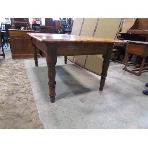 2234 - A pale pine farmhouse kitchen table, 73cm high, 184 x 102cm