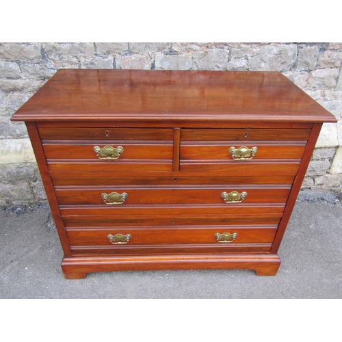 2255 - A satin walnut chest of two short and two long drawers, raised on a bracket base, 88cm high, 95 x 54... 