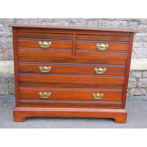 2255 - A satin walnut chest of two short and two long drawers, raised on a bracket base, 88cm high, 95 x 54... 