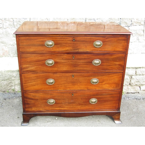 2638 - A 19th century mahogany chest of drawers with oval brass plate handles, raised on swept supports, 95... 